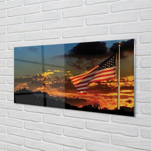 Quadro su vetro Bandiera stati uniti 100x50 cm 2 appendini