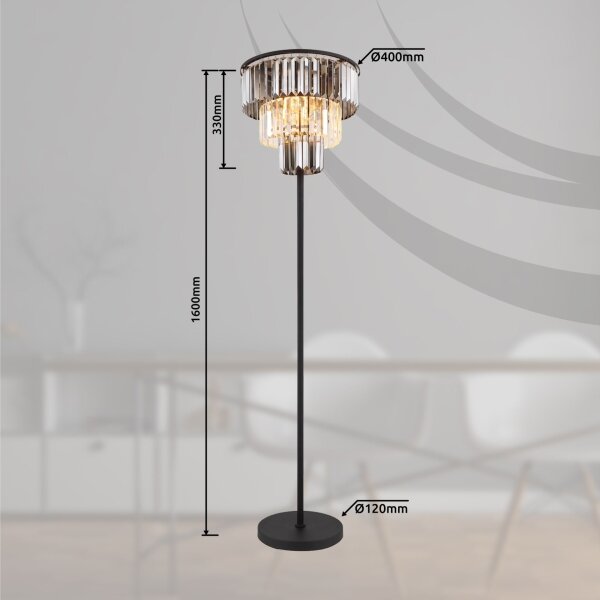 Globo 15695S - Lampada con piedistallo NAXIS 3xE27/40W/230V diametro 40 cm nero