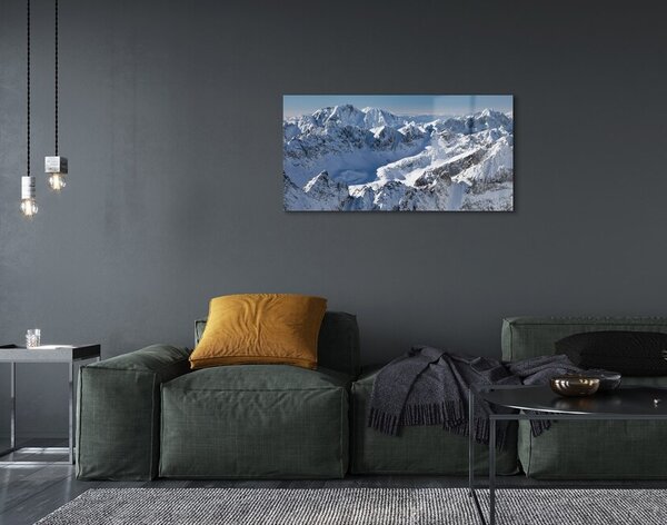 Quadro su vetro Montagne neve invernale 100x50 cm 2 appendini