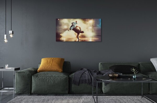 Quadro di vetro Danza del fumo maschile 100x50 cm 2 appendini