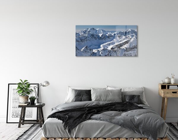 Quadro su vetro Montagne neve invernale 100x50 cm 2 appendini