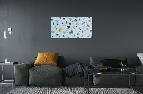 Quadro vetro Decorazioni, caramelle e dolciumi 100x50 cm 2 appendini