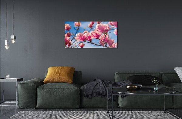 Quadro in vetro Fiori d'albero 100x50 cm 2 appendini