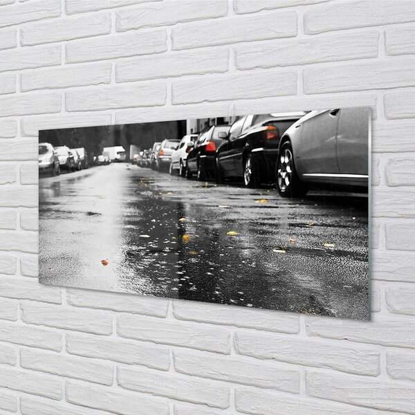 Quadro su vetro Autunno autunno foglie strada 100x50 cm 2 appendini