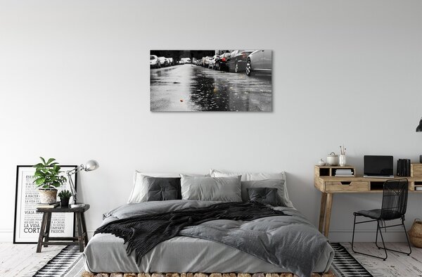 Quadro su vetro Autunno autunno foglie strada 100x50 cm 2 appendini