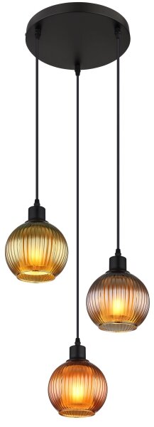 Globo 15638-3 - Lampadario a sospensione con filo ZUMBA 3xE27/25W/230V diametro 36 cm rame/verde/blu