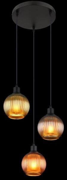 Globo 15638-3 - Lampadario a sospensione con filo ZUMBA 3xE27/25W/230V diametro 36 cm rame/verde/blu