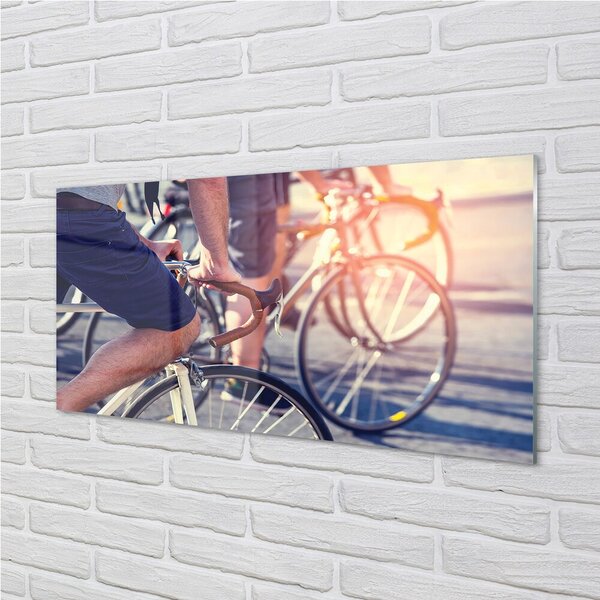 Quadro di vetro Ciclisti persone 100x50 cm 2 appendini