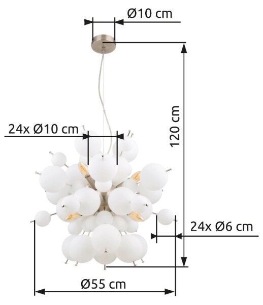Globo 15633HO - Lampadario a sospensione con filo UDO 6xE14/25W/230V diametro 55 cm bianco
