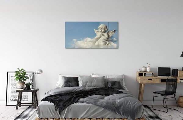 Quadro su vetro Angelo del cielo delle nuvole 100x50 cm 2 appendini