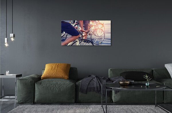 Quadro di vetro Ciclisti persone 100x50 cm 2 appendini