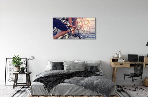 Quadro di vetro Ciclisti persone 100x50 cm 2 appendini
