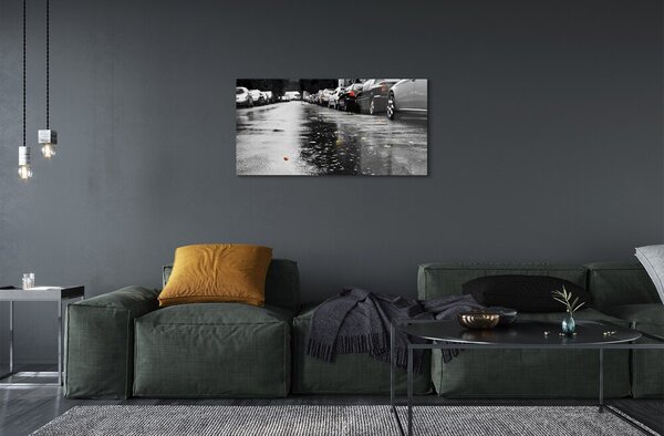 Quadro su vetro Autunno autunno foglie strada 100x50 cm 2 appendini