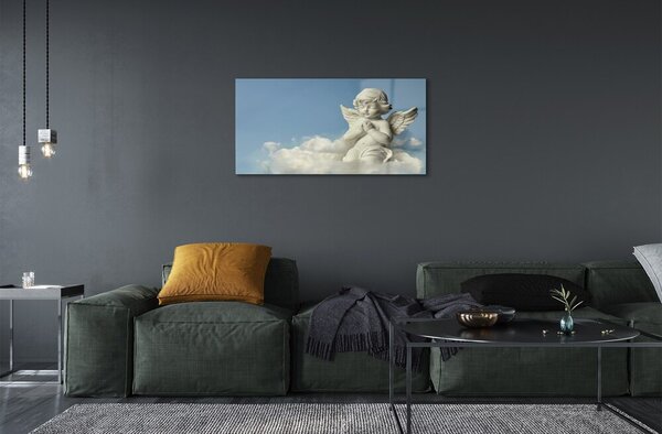 Quadro su vetro Angelo del cielo delle nuvole 100x50 cm 2 appendini