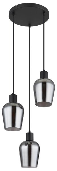 Globo 15627-3 - Lampadario a sospensione con filo RYAN 3xE27/40W/230V diametro 28,5 cm nero