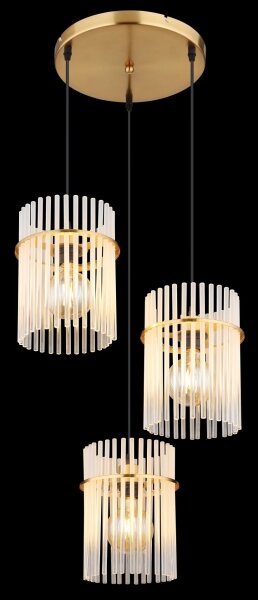 Globo 15698-3HRM - Lampadario a sospensione con filo GORLEY 3xE27/60W/230V diametro 47 cm oro