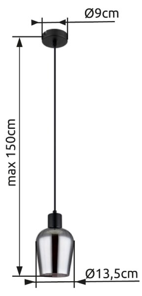 Globo 15627 - Lampadario a sospensione con filo RYAN 1xE27/40W/230V diametro 13,5 cm nero