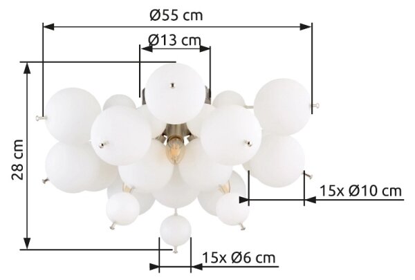 Globo 15633DO - Lampadario a plafone UDO 3xE14/25W/230V diametro 55 cm bianco