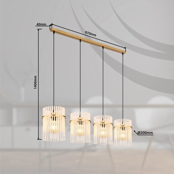 Globo 15698-4HM - Lampadario a sospensione con filo GORLEY 4xE27/60W/230V oro
