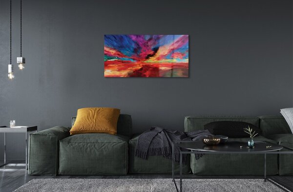 Quadro vetro Frattali colorati 100x50 cm 2 appendini