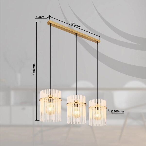 Globo 15698-3HM - Lampadario a sospensione con filo GORLEY 3xE27/60W/230V oro