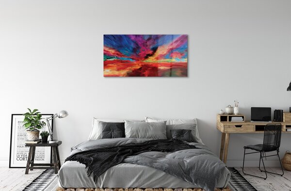 Quadro vetro Frattali colorati 100x50 cm 2 appendini