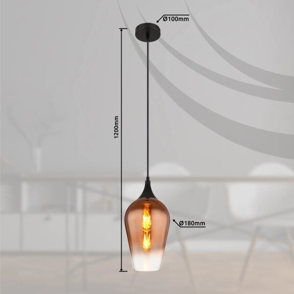 Globo 15552H1 - Lampadario a sospensione con filo LAVUS 1xE27/60W/230V diametro 18 cm rame