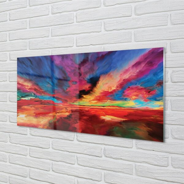 Quadro vetro Frattali colorati 100x50 cm 2 appendini