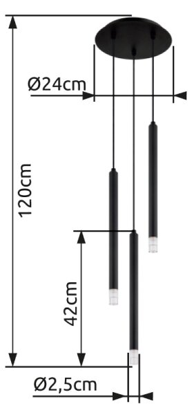 Globo 15629-3 - Lampadario a sospensione con filo BLAKE 3xG9/4W/230V diametro 24 cm nero