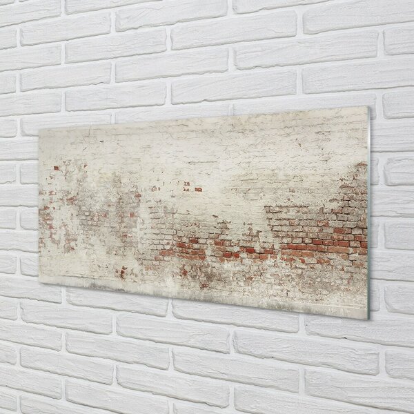 Quadro su vetro Muro di mattoni vintage 100x50 cm 2 appendini