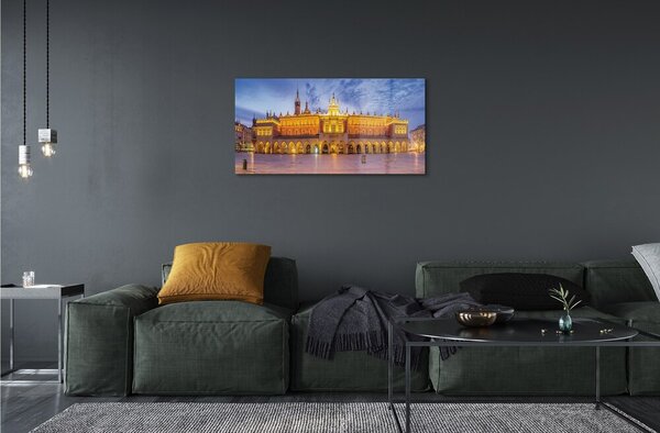 Quadro in vetro Tramonto a cracovia sukiennice 100x50 cm 2 appendini