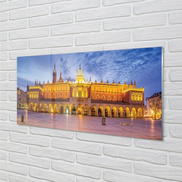 Quadro in vetro Tramonto a cracovia sukiennice 100x50 cm 2 appendini