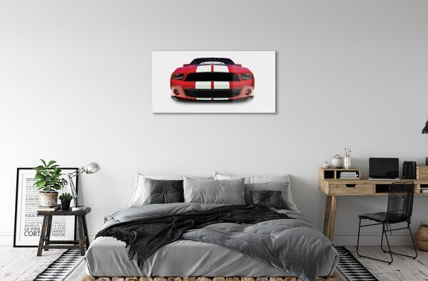 Quadro su vetro Rosso vettura sportiva 100x50 cm 2 appendini