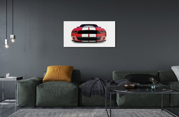Quadro su vetro Rosso vettura sportiva 100x50 cm 2 appendini