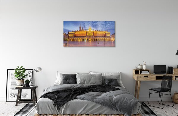 Quadro in vetro Tramonto a cracovia sukiennice 100x50 cm 2 appendini