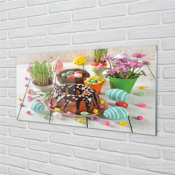 Quadro in vetro Fiori di torta all'uovo 100x50 cm 2 appendini