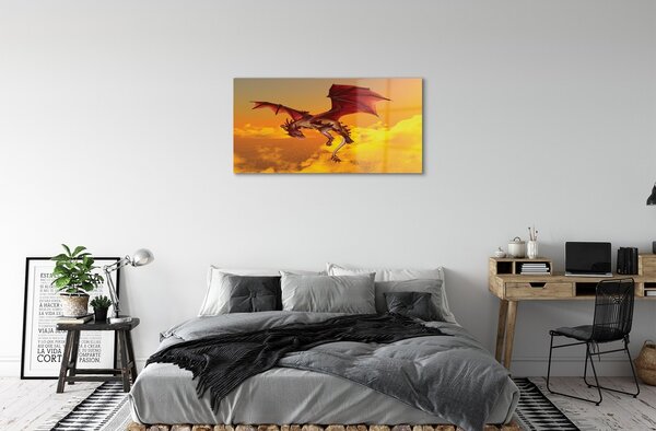 Quadro in vetro Nuvole drago cielo 100x50 cm 2 appendini