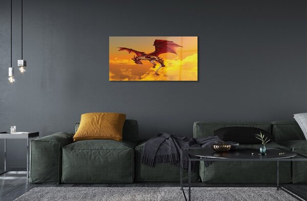 Quadro in vetro Nuvole drago cielo 100x50 cm 2 appendini