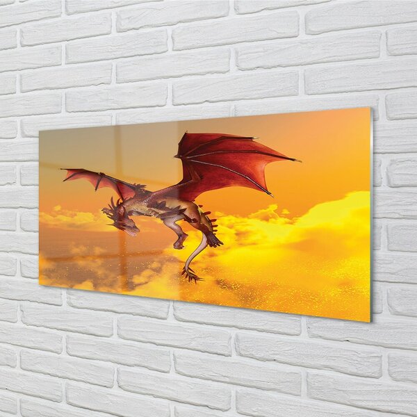 Quadro in vetro Nuvole drago cielo 100x50 cm 2 appendini