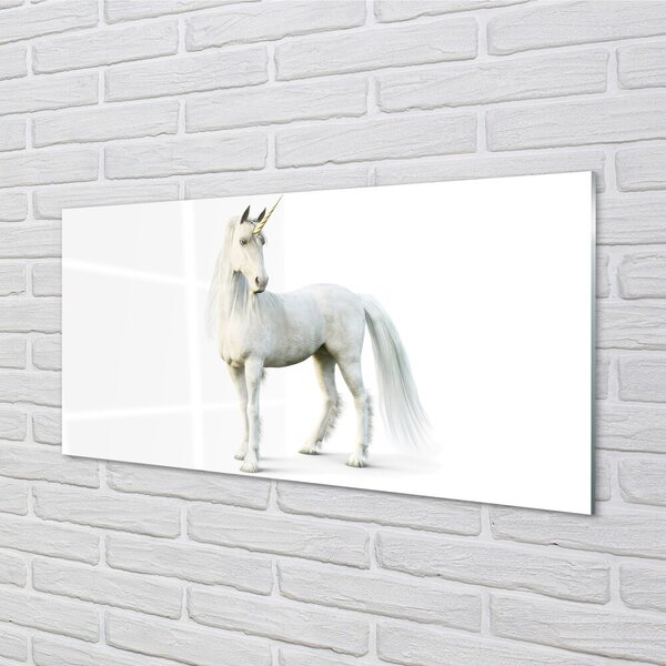 Quadro su vetro Unicorno bianco 100x50 cm 2 appendini