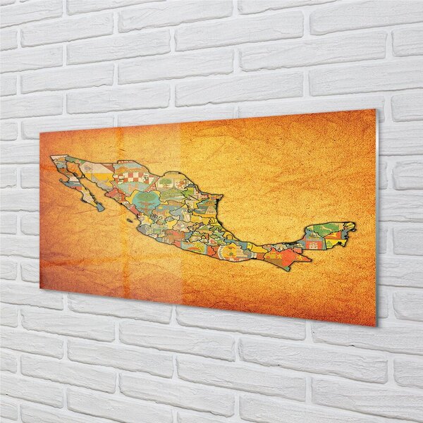 Quadro su vetro Mappa a colori 100x50 cm 2 appendini
