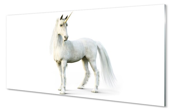 Quadro su vetro Unicorno bianco 100x50 cm