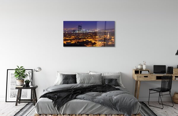 Quadro in vetro Panorama notturno della città di danzica 100x50 cm 2 appendini