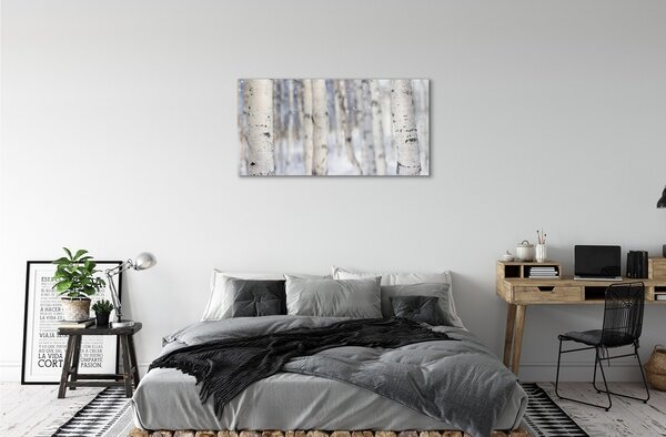Quadro in vetro Alberi neve invernale 100x50 cm 2 appendini