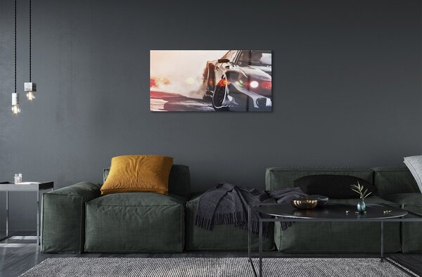 Quadro in vetro Luce automatica nera 100x50 cm 2 appendini