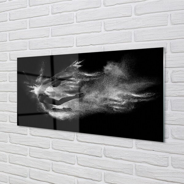 Quadro su vetro Donna balletto fumo sfondo grigio 100x50 cm 2 appendini