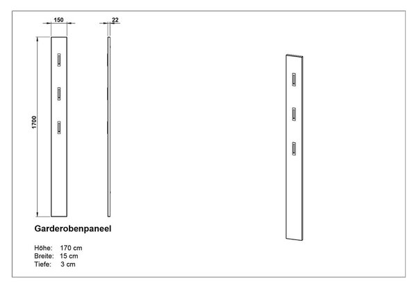 Appendiabiti da parete in legno di quercia Telde - Germania
