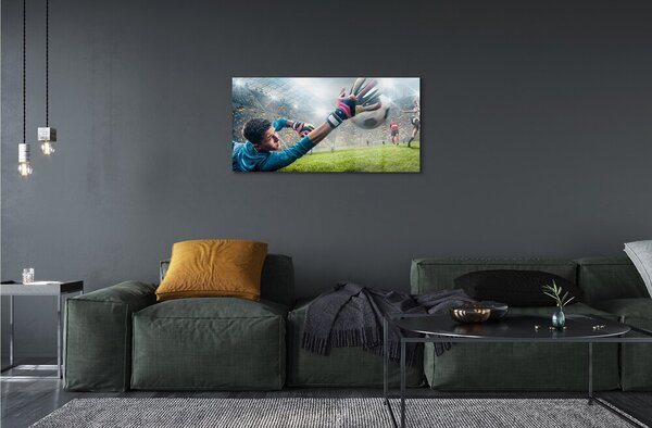 Quadro vetro Difesa uomo palla 100x50 cm 2 appendini
