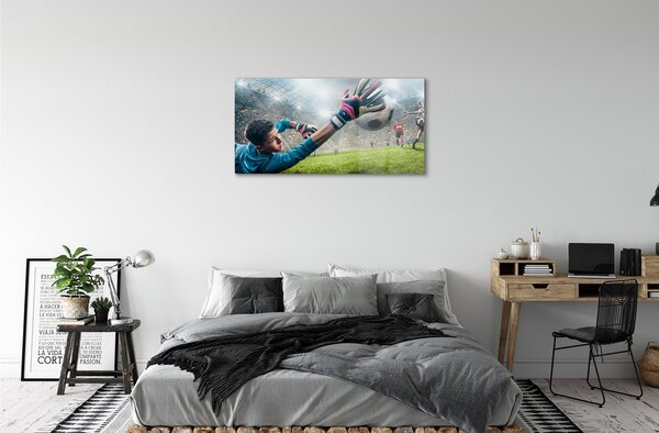 Quadro vetro Difesa uomo palla 100x50 cm 2 appendini