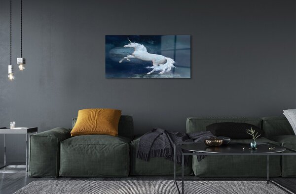 Quadro in vetro Unicorno pianeti cielo 100x50 cm 2 appendini